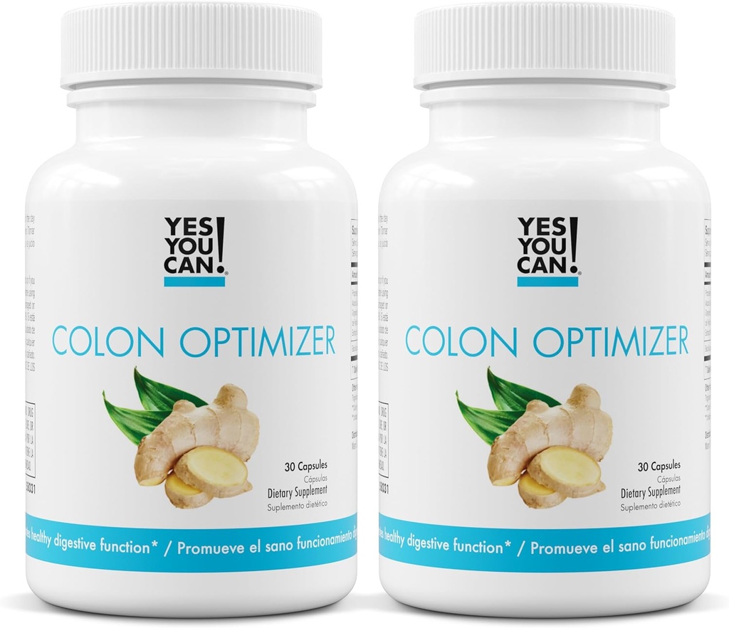 Ναι Μπορείς! Probiotics Colon Optimizer Supplement - Gut Health and Stumach Supplement για άνδρες και γυναίκες, Βιολογικά Προβιοτικά με Ginger και Peppermint για Digestive Health, 30 Κάψουλες - 2 Pack