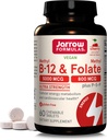 Jarrow Formulas Methyl B-12 & methyl folate - 60 Μασώμενα δισκία, κεράσι - Βιοενεργή βιταμίνη B12 & B9 - Υποστηρίζει την παραγωγή ενέργειας, λειτουργία του εγκεφάλου και του μεταβολισμού - Χωρίς γλουτένη - 60 Σερβιέτες