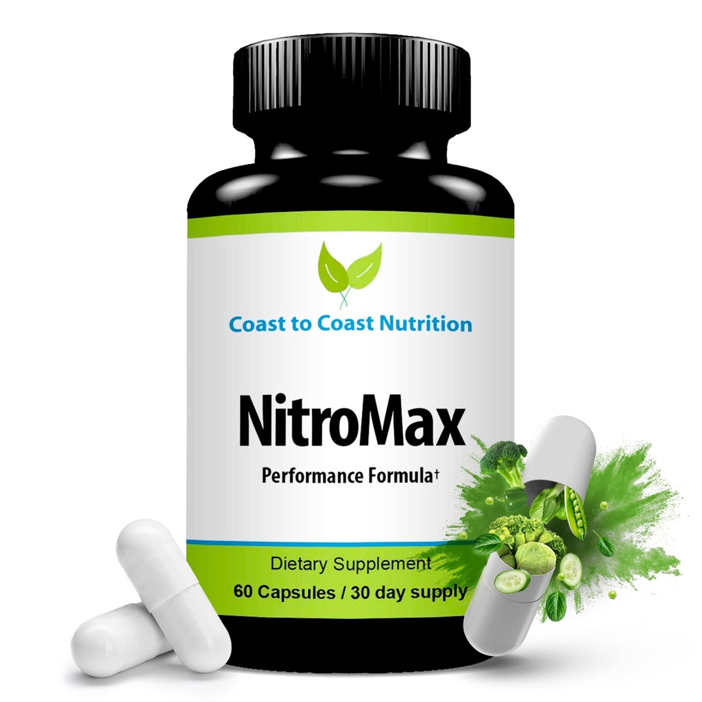 NitroMax Performance Formula – L-αργινίνη Nitric Oxide Supplement Plus Κιτρουλίνη, AKG, Beta Alanine – Build Musus, Vasculity, Energy, Circulation – Workout Harder - 60 L-Arginine Capsles
