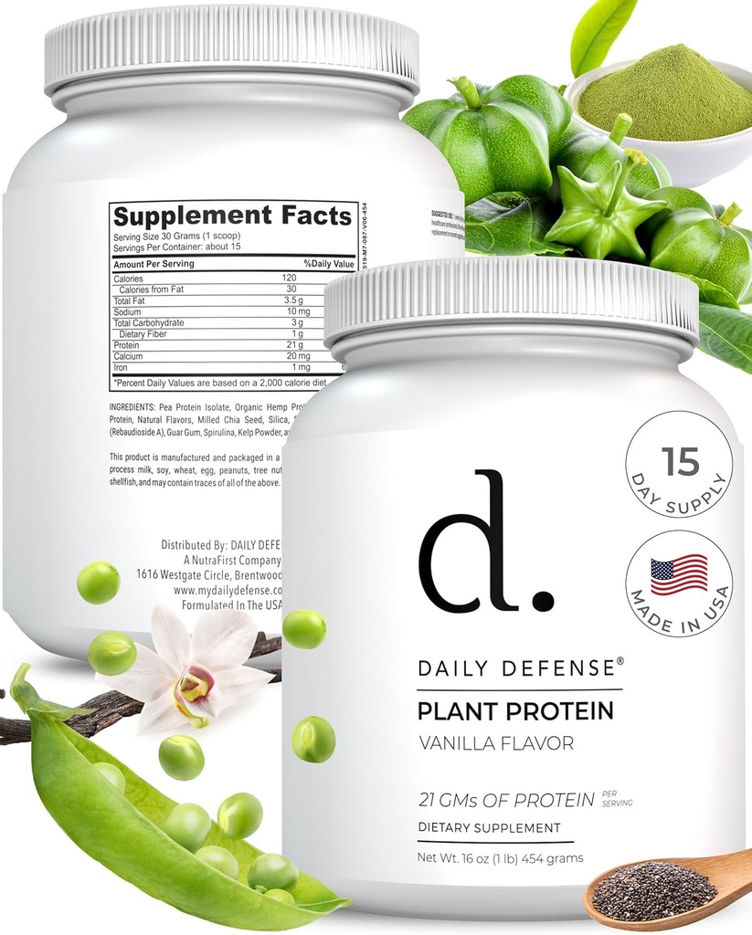 Vanilla Protein Powder - 454g Πρωτεΐνης Βασισμένης σε φυτά με 21g Πρωτεΐνης Vegan per Scoop - 15 Σερβιέτες Χαμηλής Πρωτεΐνης Ζάχαρης σε σκόνη για γυναίκες και άνδρες