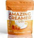 Superfoods Company Amazing Creamer με κολλαγόνο - Keto Creamer-Hyaluronic Acid & MCT Oil - Brain Boost & Curbs Cravings - Υποστηρίζει υγιή δέρμα & μαλλιά - Διατροφή-Φιλικά [30 Σερβιέτες] [Salted Caramel]