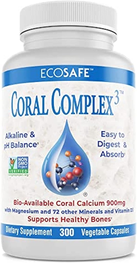 Coral Complex 3 - Coral Calcium 900 mg με Βιταμίνη D3 1200 IU και Μαγνήσιο168 mg - 300 κάψουλες χορτοφάγων