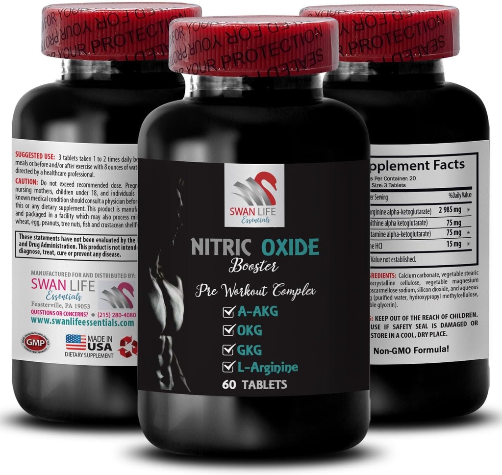 A-AKG - NITRIC OXIDE HORITER - συμπληρώματα νιτρικού οξειδίου για άνδρες, άσκηση ενέργειας, δύναμη αντλίας, φόρμουλα φυσικής κατάστασης, φόρμουλα αντοχής, εστίαση απόδοσης, ενεργειακό μείγμα, ώθηση ισχύος 1 Φιάλη 60 δισκία