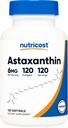 Nutricost Ασταξανθίνη 6mg, Μη ΓΤΟ και Χωρίς Γλουτένη, 120 Softgels (4 Μήνας Προμήθεια)