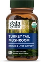 Γαία Βότανα Τουρκία Mushroom ουράς - συμπλήρωμα υποστήριξης του ανοσοποιητικού για να βοηθήσει τη διατήρηση της υγείας του ήπατος - με οργανική Τουρκία Mushroom ουράς Fruiting Body Extract - 40 κάψουλες Vegan