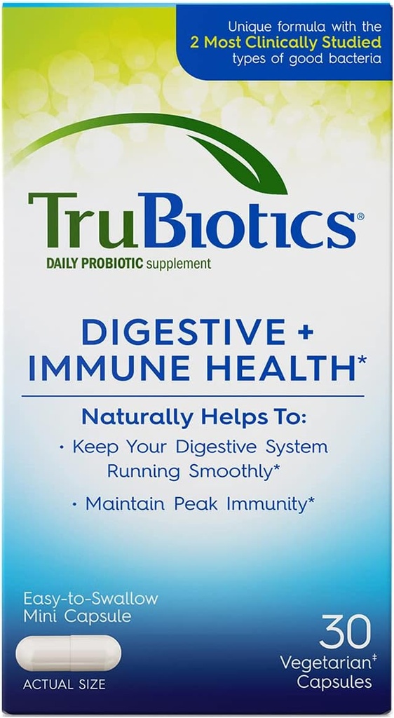 TruBiotics Daily Probiotic, 30 Κάψουλες - Χωρίς γλουτένη, χωρίς σόγια Digestive + ανοσοποιητικό συμπλήρωμα υποστήριξης υγείας για άνδρες και γυναίκες (Νέα εμφάνιση)