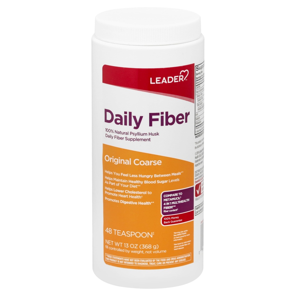 Leader Psyllium Husk Psylium Powder Supplement 4-σε-1 Fiber for Digestive Health, Plant Based 100% Φυσικό Psyllium Husk Daily Fiber, Gluten Free, Non-GMO, Σε σύγκριση με Meta-Mucil Multihealth (13 OZ)