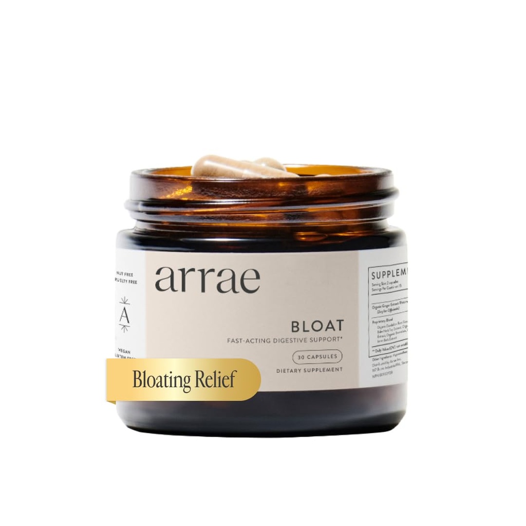Arrae Fast-Active Bloating Relief Digestive Enzymes, All Natural Bloat, Gas & Indigetion Relief Capses (30 Count)