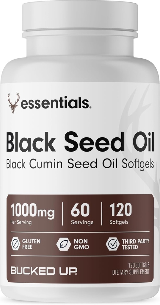 Bucked μέχρι μαύρο λάδι σπόρων 1000mg ανά υπηρεσία (μαύρο λάδι σπόρων) Απαραίτητα (60 εξυπηρετούν, 120 Softgels)
