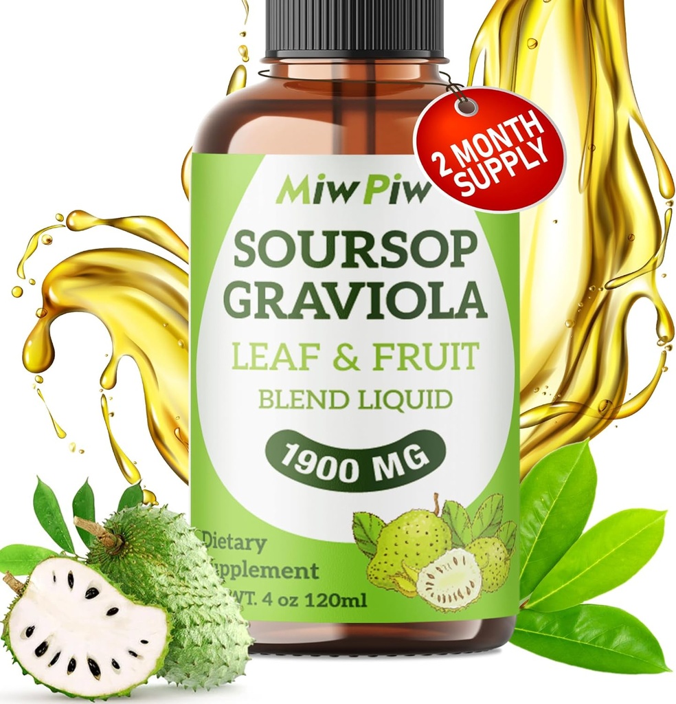 Soursop Liquid Drop 4 Fl oz για υποστήριξη & αναγέννηση κυττάρων, ανοσοενίσχυση, χαλάρωση, συκώτι και ύπνο, bitters Soursop Liquid, βοτανική καλοσύνη, ζάχαρη / χωρίς γλουτένη, φυσική γεύση