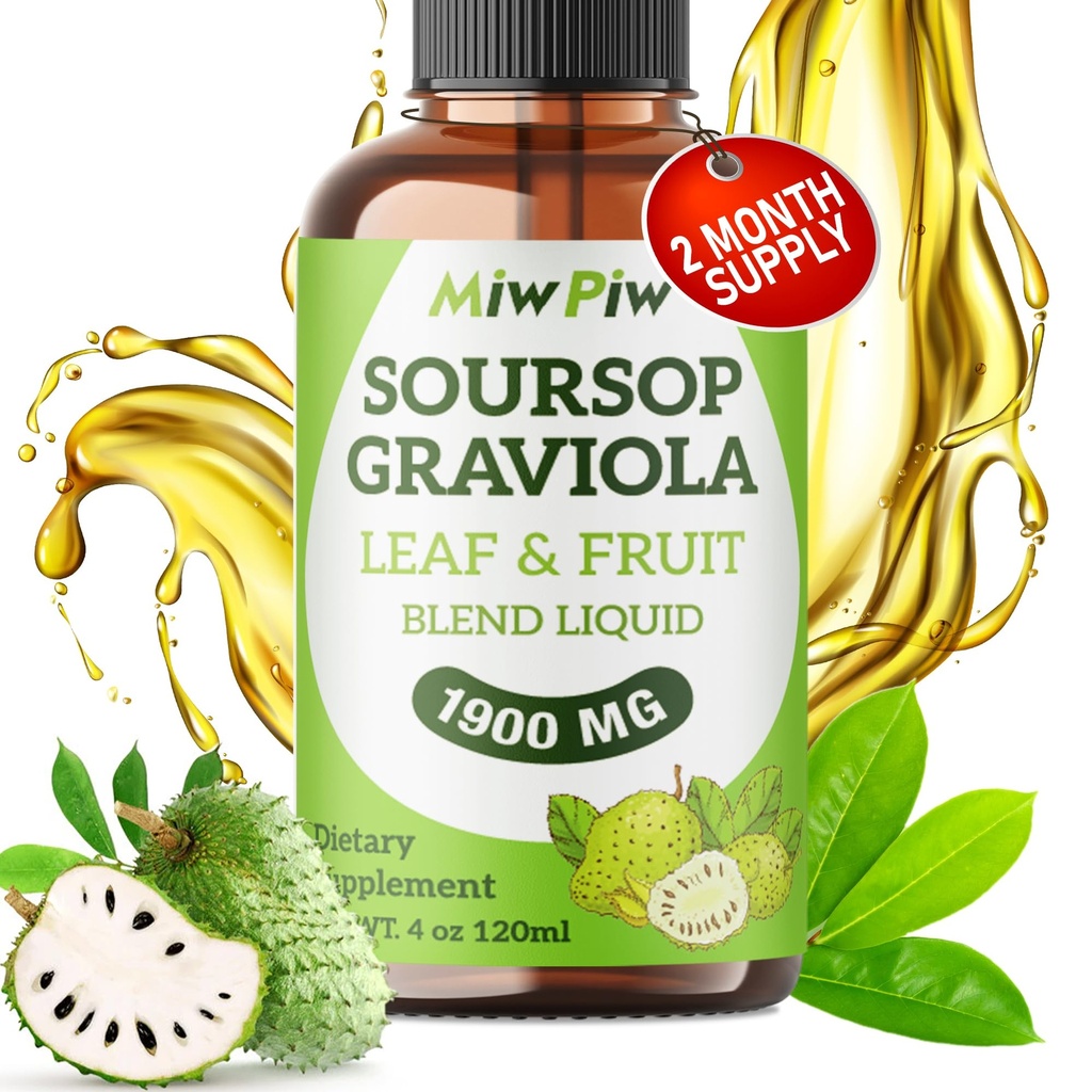 Soursop Liquid Drop 4 Fl oz για υποστήριξη & αναγέννηση κυττάρων, ανοσοενίσχυση, χαλάρωση, συκώτι και ύπνο, bitters Soursop Liquid, βοτανική καλοσύνη, ζάχαρη / χωρίς γλουτένη, φυσική γεύση