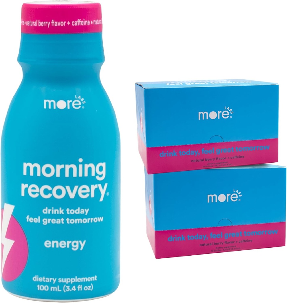 Morning Recovery, Electrolyte with Energy, Milk Thistle Drink Proprietary Formulation to Hydrate While Drinking for Morning Recovery, Highly Soluble Liquid DHM, Berry, Pack of 24
