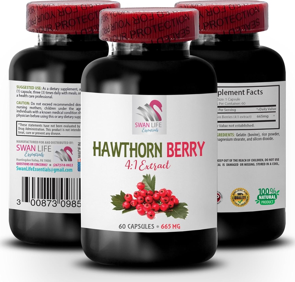 συμπλήρωμα εκχυλίσματος Hawthorn - HAWTHORN BERRIES EXTRACT - αντιοξειδωτικά μούρων Hawthorn, κάψουλες εκχυλίσματος μούρων Hawthorn, σκόνη εκχυλίσματος μούρων, άγρια ενέργεια μούρων, ενέργεια hawthorn 1 Φιάλη 60 κάψουλες