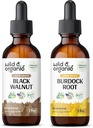 Άγρια & οργανικά μαύρη βάμμα Walnut 2 fl oz & Burdock Root Βάμμα 2 fl oz