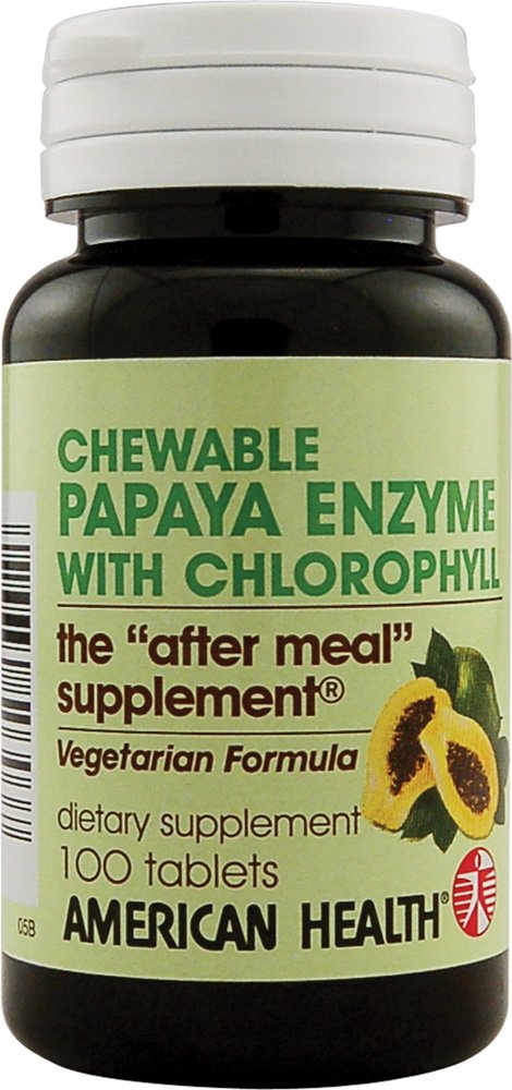 American Health Papaya Enzyme with Chlorophyll - 100 Μασώμενα Δισκία - Προάγει Απορρόφηση θρεπτικών συστατικών - Μη ΓΤΟ, Vegan, Χωρίς Γλουτένη - 33 Σερβιέτες