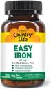 Country Life Easy Iron 25mg Κάψουλες - Απαλό Ferrochel - Vegan συμπλήρωμα βιταμίνης για γυναίκες και άνδρες - Υποστηρίζει την ενέργεια του σώματος