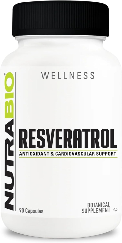 NutraBio συμπλήρωμα ρεσβερατρόλης, 500mg - Φυσικό αντιοξειδωτικό για να βοηθήσει στην καταπολέμηση των ελεύθερων ριζοσπαστών και την υποστήριξη υγιή γήρανση, 90 κάψουλες