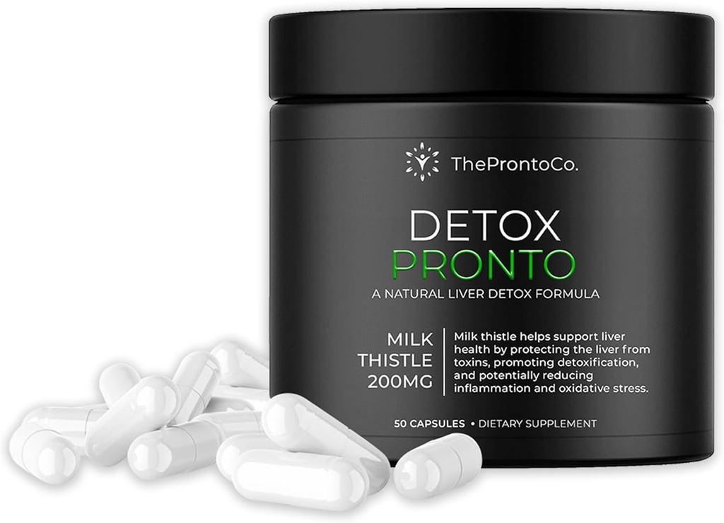 Pronto Liver Detox συμπλήρωμα - Γάλα Thestle εκχύλισμα 200mg, Liver Cleanse & χάπια υποστήριξης, Detox Formula για την υγεία του ήπατος, 50 κάψουλες