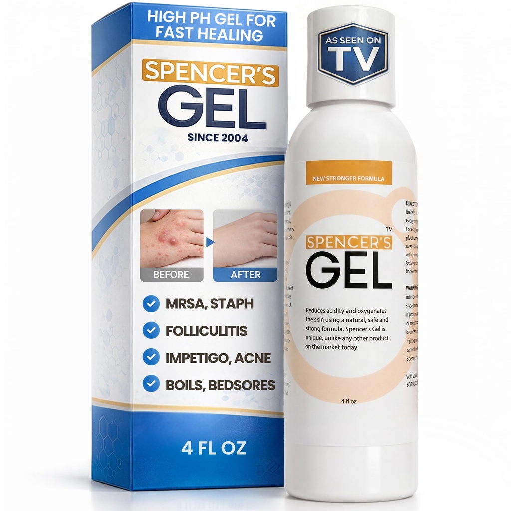 Spencer's Gel Alkaline Formula (4 oz) Since 2004 The Only High-pH Solution for Stubborn Skin Issues (Boils, Furuncles, Ulcerations, Pressure Wounds, etc.) Non-Stinging, Fast-Acting