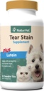 NaturVet - Tear Stain Plus Lutein - Εξαλείφει τα άψυχα δακρυγόνα - Ενισχυμένο με εκχύλισμα βατόμουρου, Ασκορβικό ασβέστιο & Ρίζα σταφυλιού Όρεγκον - για σκύλους & γάτες - 60 δισκία
