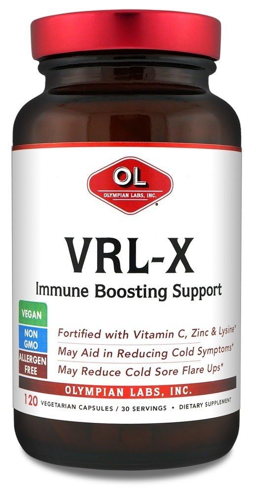 Olympian Labs VRL-X Advanced Immune Support, Vitamin C, Zinc & Lysine, May Aid in Cold Sore Relief, 120 Κάψουλες