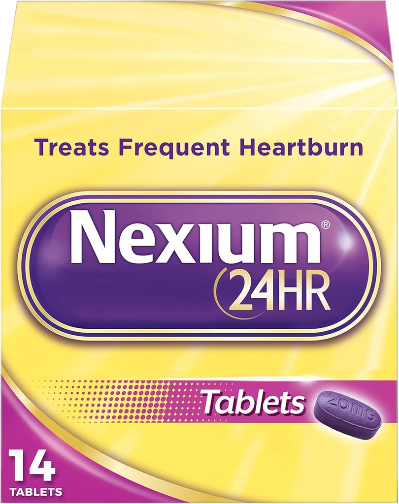 Nexium 24HR Δισκία ανακούφισης από τον καρδιακό καύσο, Esomeprazole Magnesium Acid Reducer, 20 mg, 14 Count