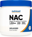 Nutricost N-Acetyl L-Cysteine (NAC) Σκόνη 250 Grams - Vegan NAC, μη-GMO, Χωρίς γλουτένη