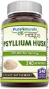 Pure Naturals Psyllium Husk Supplement | 750 Mg Per Serving | 240 Veggie Capsules | Non-GMO | Gluten-Free | Made in USA