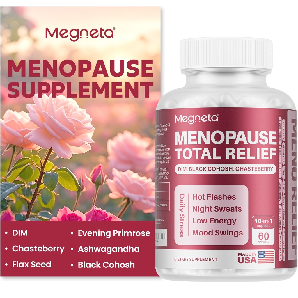 Menopause Supplements for Women - Perimenopause Relief with Black Cohosh, DIM, Chasteberry & Ashwagandha - Hot Flashes, Hormone Balance, Night Sweats, Mood Swings & Sleep Support, 60 Capsules