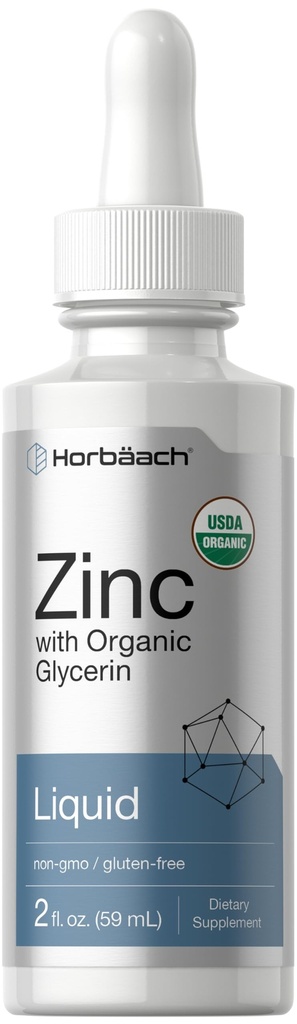 Horbäach Liquid Zinc Drops | 2 Oz | with Organic Glycerin | Vegetarian, Non-GMO, Gluten Free Supplement
