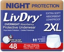 LivDry XXL Διανυκτέρευση Adult Diapers για γυναίκες και άνδρες, Ακράτεια Εσώρουχα, XX-Large, 48-Pack