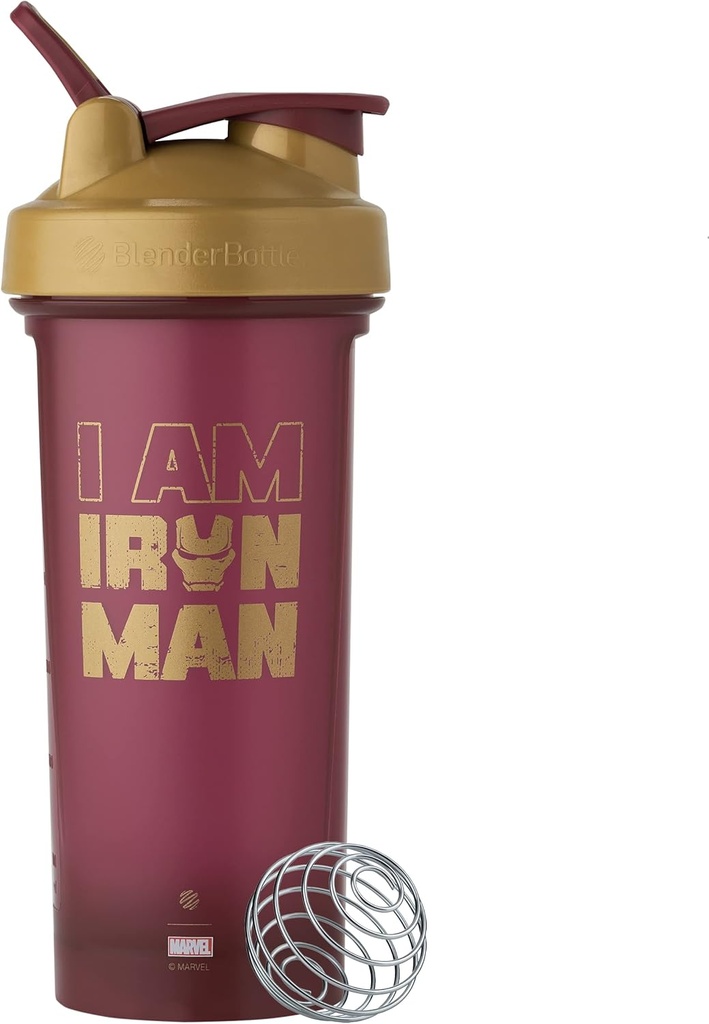 BlenderBottle Κλασικό μπουκάλι Shaker της Marvel V2 Ιδανικό για τις ανακινήσεις πρωτεϊνών και προ προπόνηση, 28-Ounce, Iron Man