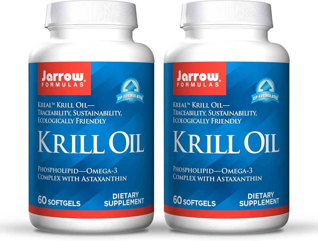 Jarrow Formulas Krill Oil - 60 Softgels - Phospholipid Omega-3 Complex with Astaxanthin - May Support Lipid Management, Brain Function & Metabolism - 30 Servings