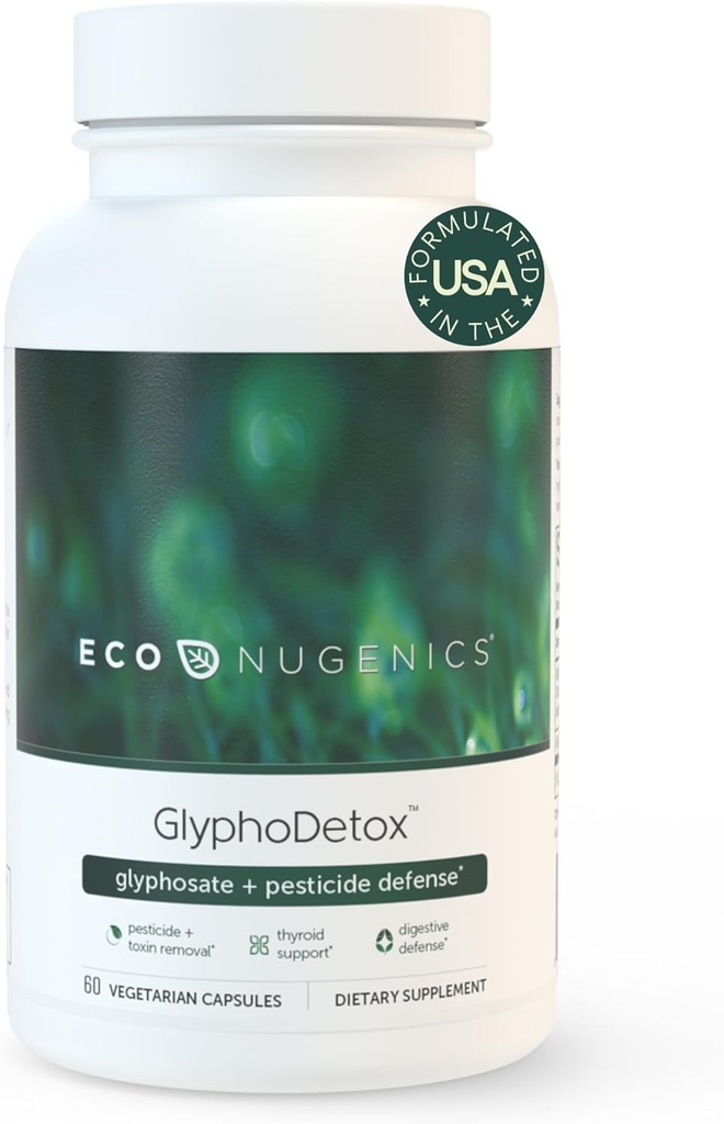 EcoNugenics GlyphoDetox Supplement – Αφαιρέστε με ασφάλεια Glyphosate φυτοφάρμακα και γεωργικές τοξίνες – Detox Formula w/Kelp, Citrus Pectin, Algimate, Glycine – για άνδρες και γυναίκες – 60 κάψουλες