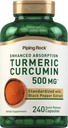 Piping Rock Turmeric Curcumin Supplement 500 mg | 240 Capsules | with Black Pepper | Standardized Complex Extract | Non-GMO, Gluten Free