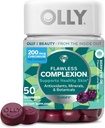 OLLY Flawless Complexion Gummy, Clear and Healthy Skin Support, Vitamins E, A, Zinc, Chewable Supplement, Berry - 50 Count (Pack of 1)