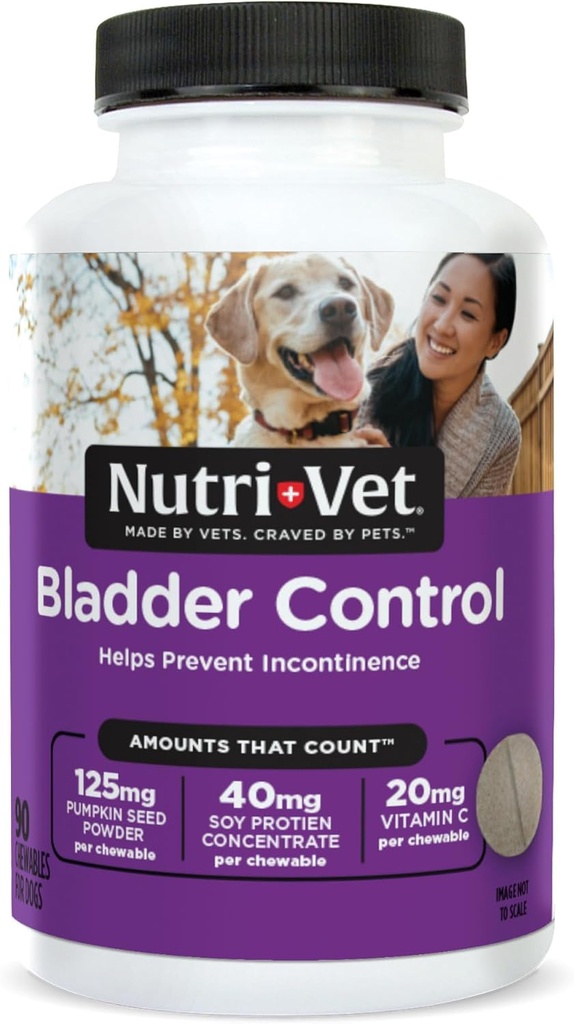 Συμπλήρωμα ελέγχου της ουροδόχου κύστης Nutri-Vet, συμπλήρωμα βατόμουρου, προϊόντα σκύλου, ανοσοποιητική υποστήριξη, Βοηθά την ακράτεια ούρων σκύλου, χάπια ελέγχου της ουροδόχου κύστης, ούρα τραχεία υγεία, υποστήριξη κουταβιών, 90 δισκία