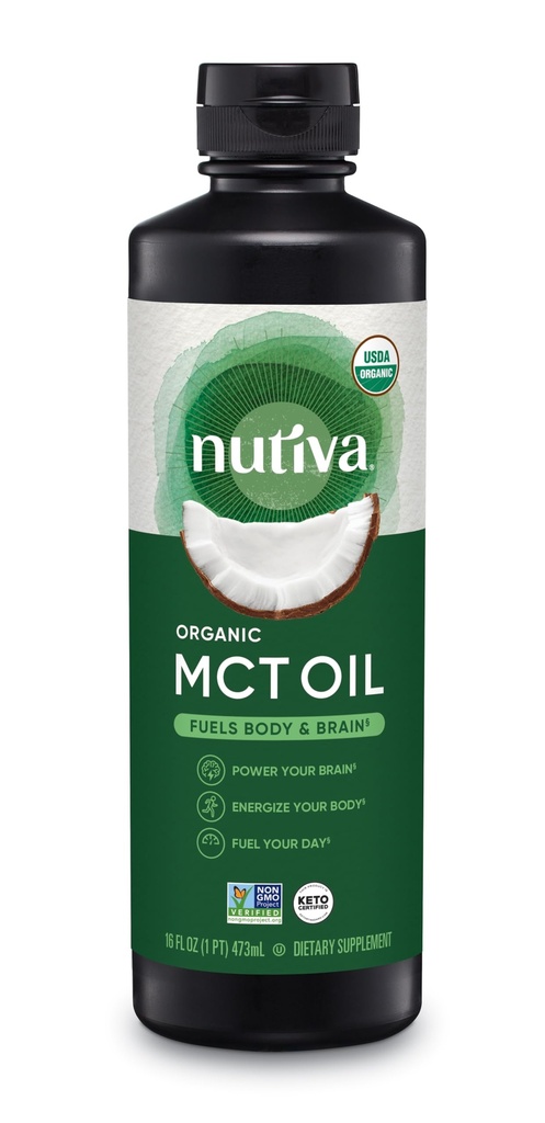 Οργανικό MCT της Nutiva Λάδι, Kosher, Keto φιλικό, USDA Certified Organic, μη-GMO, 16 ρευστή ουγγιά (πακέτο του 1)