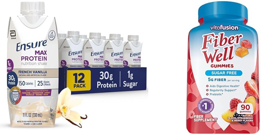 Εξασφαλίστε τη μέγιστη πρωτεΐνη θρέψης ανακινήστε με 30g πρωτεΐνης & Vitafusion ζάχαρη χωρίς ίνες, Ροδάκινο/Βατόμουρο/Blackberry, 90 Count