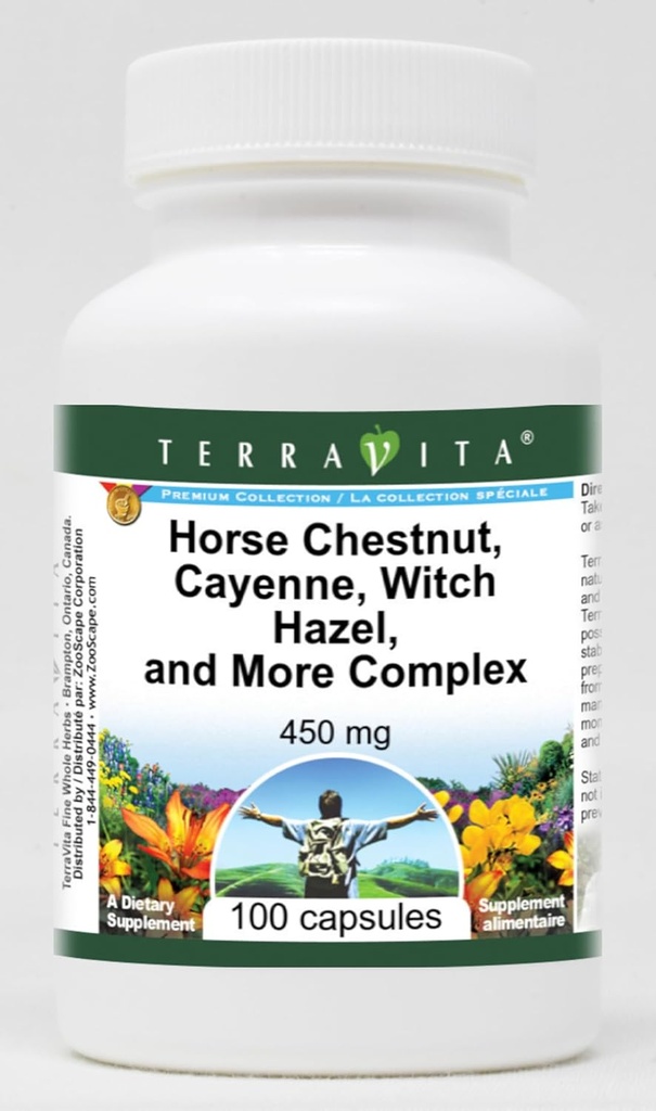 Terravita Horse Chestnut, Cayenne, Witch Hazel και More Complex - 450 mg (100 κάψουλες, ZIN: 517073)