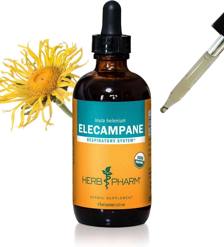Βότανο Pharm Certified Organic Elecampane Liquid Extract για την υποστήριξη του αναπνευστικού συστήματος - 4 ουγγιά