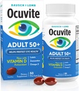 Ocuvite 50+ Eye Vitamin & Mineral Supplement, Multivitamin for Vision & Our Health with Omega-3, Zinc, Vitamins C & E, Lutein & Zeaxanthin, Συμπληρώματα ψευδαργύρου για γυναίκες και άνδρες, 50 Softgels