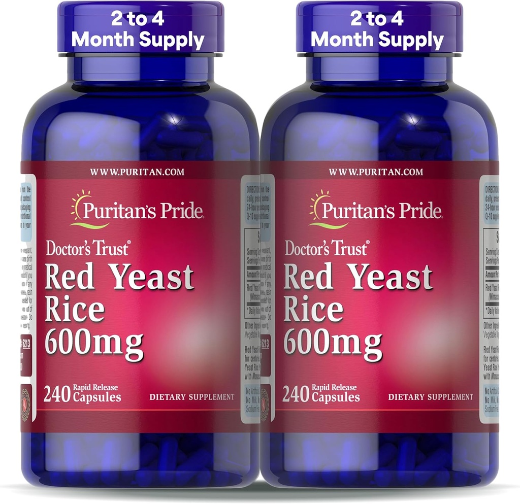 Puritan's Pride Doctors Trust® Red Yeast Rice 600mg, Dietary Supplement, 240 Rapid Release Capsules, 2 Pack