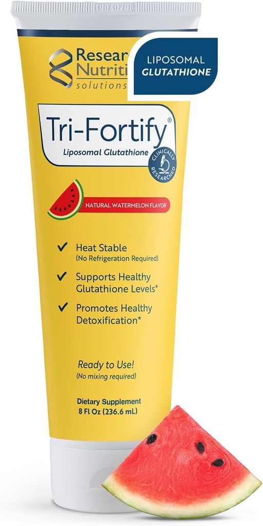 Ερευνητικά Θρεπτικά Tri-Fortify Liposomal Glutathion Supplement Liquid Gel - Clinically Researched Detox & Immune System Support, Antioxidant - Superior Absorvation - Watermelon, 8 Fl Oz
