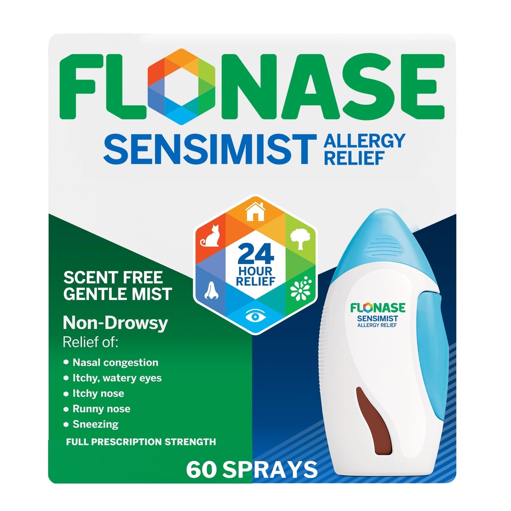 Flonase Sensimist Allergy Relief Nasal Spray for Non-Drowsy, 24-Hour Multi-Symptom Allergy Relief – 60 Sprays