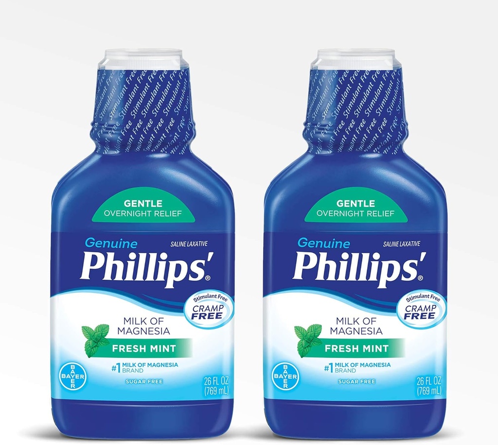 Γάλα μαγνησίας Phillips Laxative, Fresh Mint, 26 Fl Oz (πακέτο του 2)