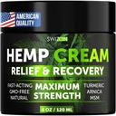 Natural Hemp Cream for Muscles, Joints, Neck, Back, Elbows - Hemp Oil Muscle Relaxer Cream to Soothe Discomfort - Hemp Oil Extract Gel with Arnica, Msm, Turmeric, Menthol Rub - 4 oz
