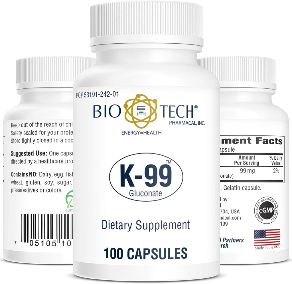 Bio-Tech Pharmacical Potium Dietary Supplement (K-99 Γλυκονικό, 100 Count)
