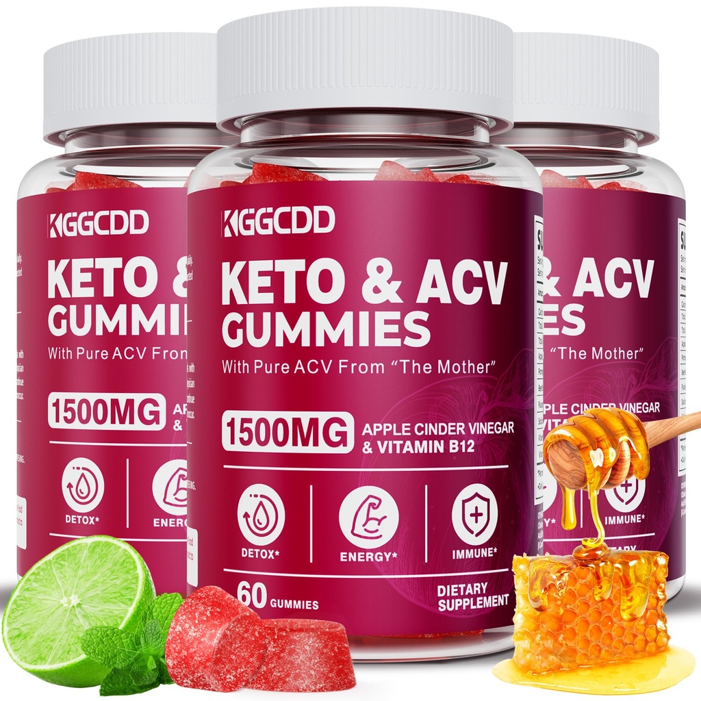 (3 Pack) Keto ACV Gummies Extreme 1500MG Keto Gummies Apple Cider Vinegar Formed with Pomegranate Beet Buice Powder B12 Vegan Non GMO 180 Gummys
