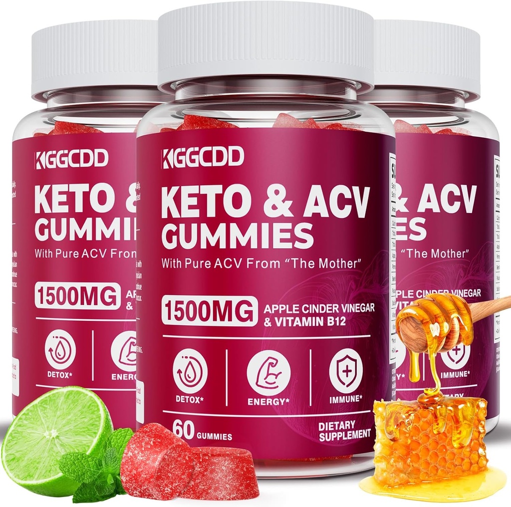 (3 Pack) Keto ACV Gummies Extreme 1500MG Keto Gummies Apple Cider Vinegar Formed with Pomegranate Beet Buice Powder B12 Vegan Non GMO 180 Gummys